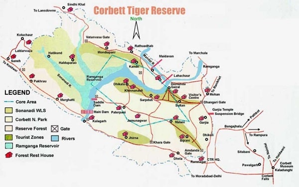 corbett national park google-tourist map